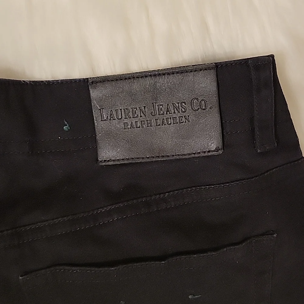 Lauren Ralph Lauren Jeans black velvety stretch straight leg classic sz 14 EUC…